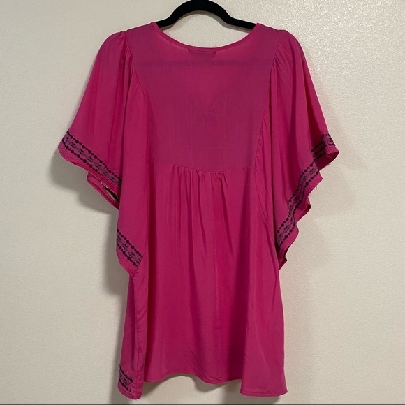 Velzera Top Women’s Size L/XL Pink Embroidered Bohemian Tunic Top - Picture 3 of 13